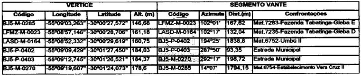 LOTE 001 - UMA FRAÇÃO DE TERRAS DE 53HA.60A.82CA EM CACEQUI - RS